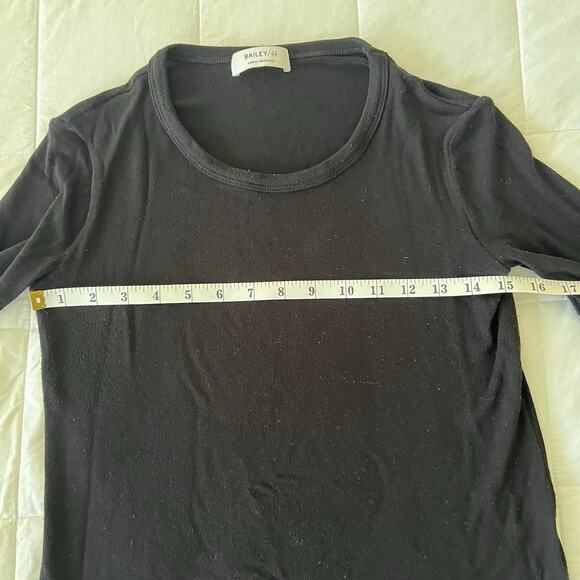 Bailey 44 Mixed Media Twofer Top Black Womens XS Leopard - Picture 8 of 10